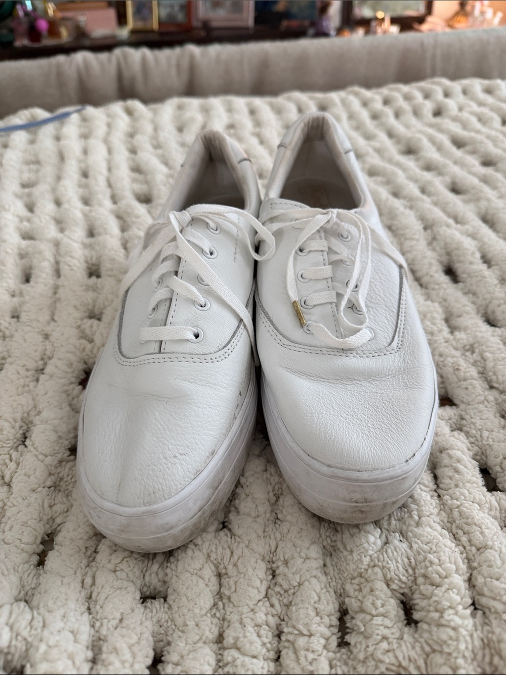 Keds White Leather  Lace-Up Sneakers - Picture 2 of 9